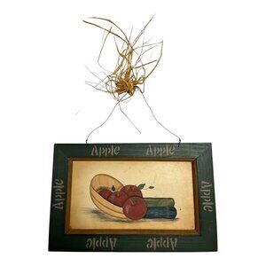 Vintage Apple Kitchen Wall Art Framed Fruit Still Life Hanging Plaque 1998